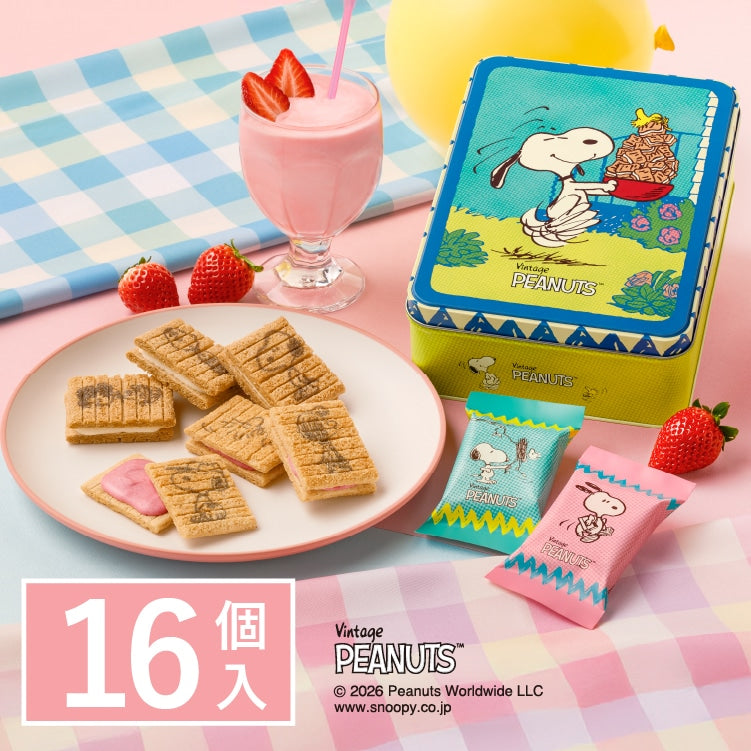 SNOOPY 砂糖奶油樹 白巧克力夾心餅乾 16入鐵盒