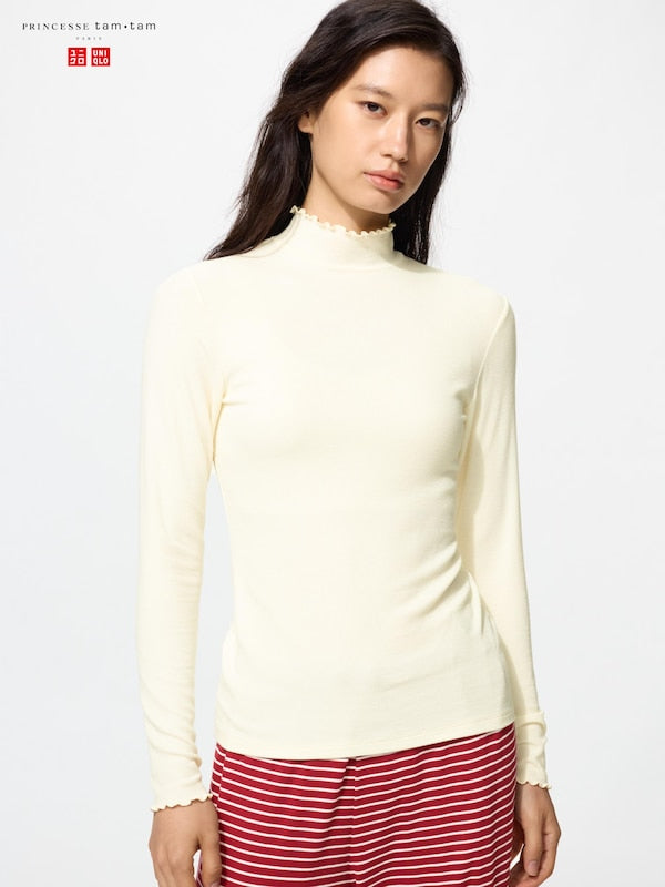 UNIQLO 極暖 HEATTECH 喀什米爾混紡羅紋高領 T 恤 日本代購｜東京美物