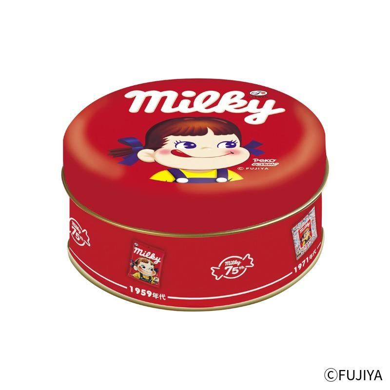 不二家 Milky 牛奶糖鐵罐 75週年設計 商品主圖