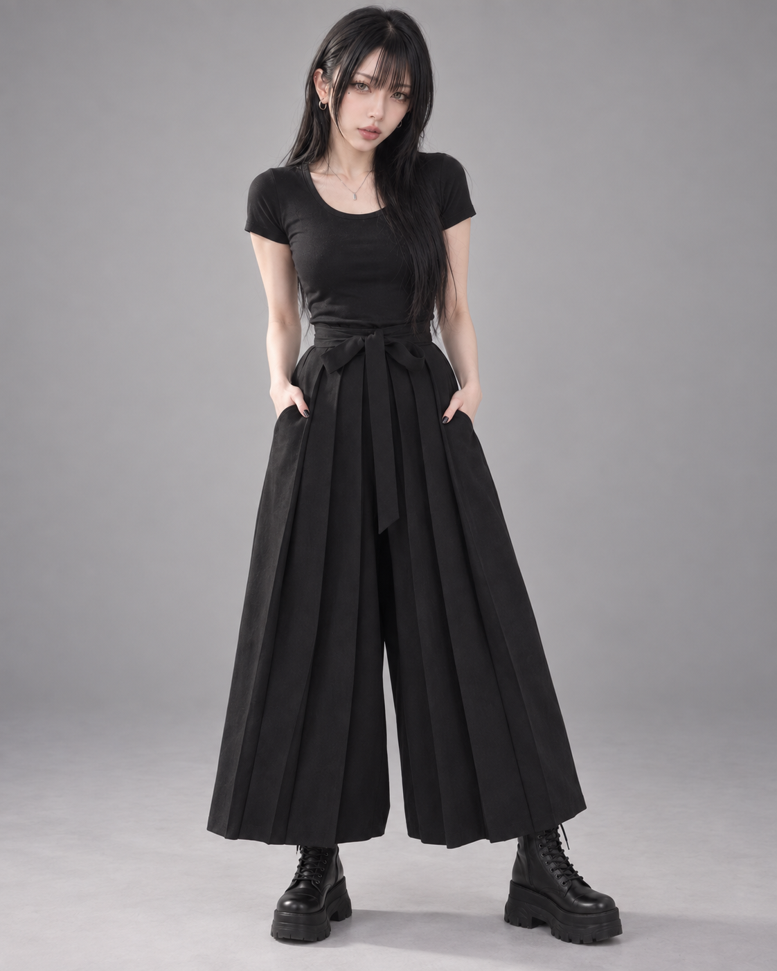 東美 Model 02 穿著 MISAMARU 袴褲 黑色